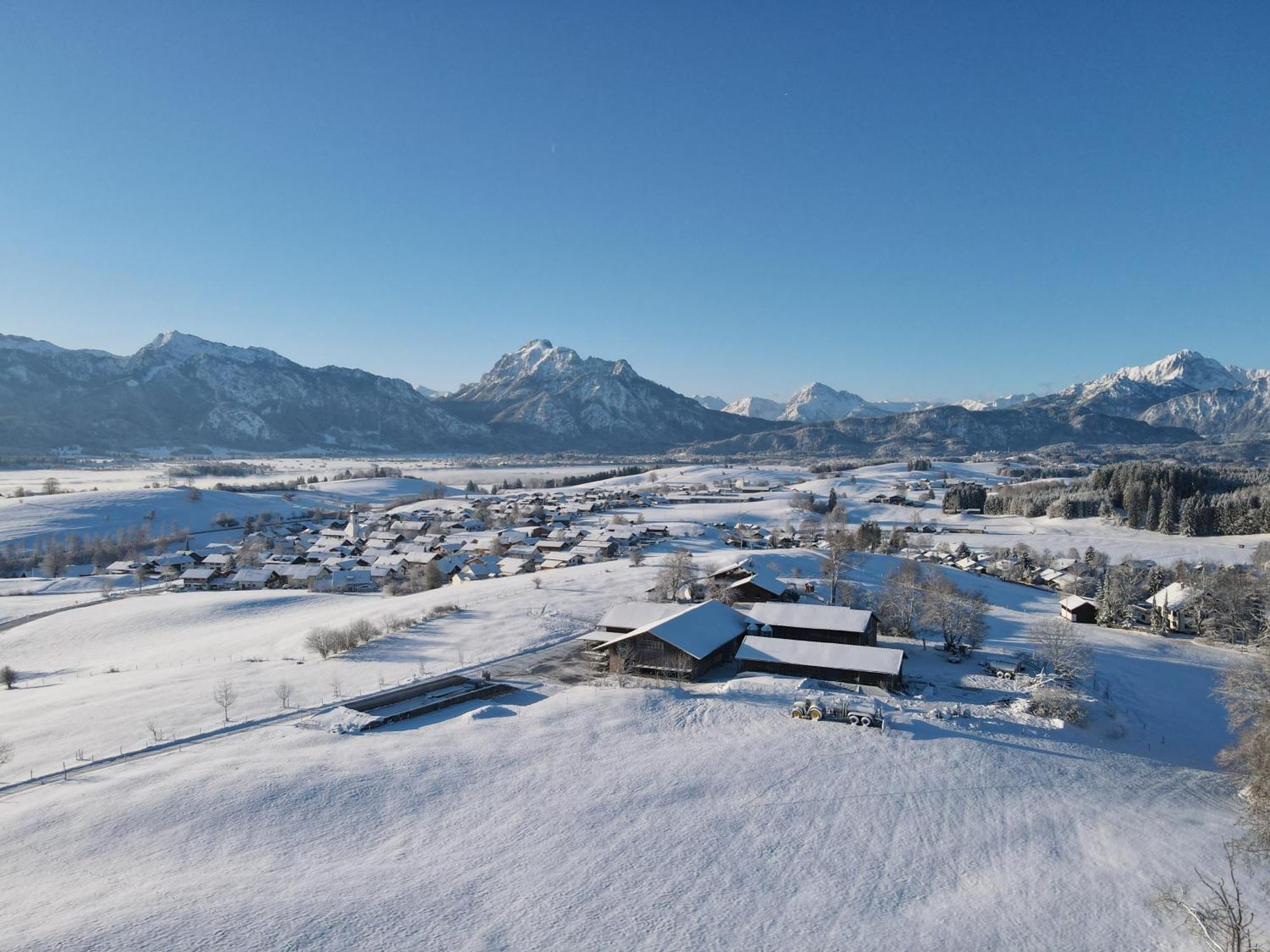Chalet - Ferienwohnungen - Biohof Stoeger - Panoramasuedbalkon - Grandiose Aussicht Auf See, Berge Und Schloss Neuschwanstein Rieden Εξωτερικό φωτογραφία