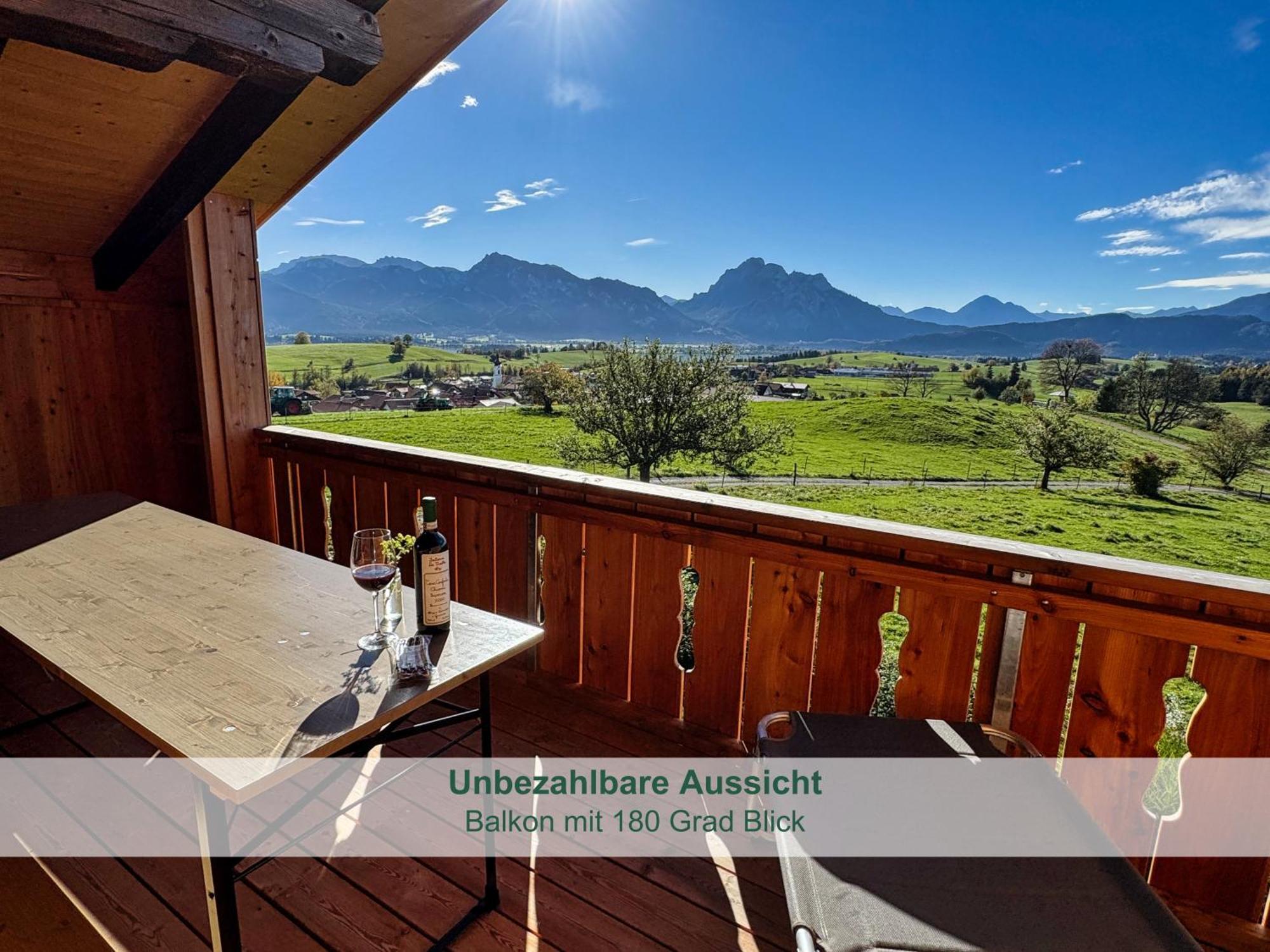 Chalet - Ferienwohnungen - Biohof Stoeger - Panoramasuedbalkon - Grandiose Aussicht Auf See, Berge Und Schloss Neuschwanstein Rieden Εξωτερικό φωτογραφία